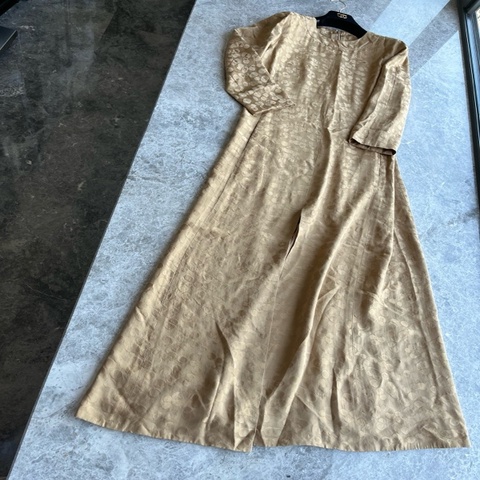 Chanel 驼色双C长袖真丝长裙fr38~~