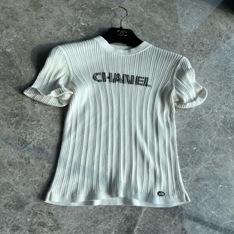 Chanel 白色字母针织短袖fr36~~