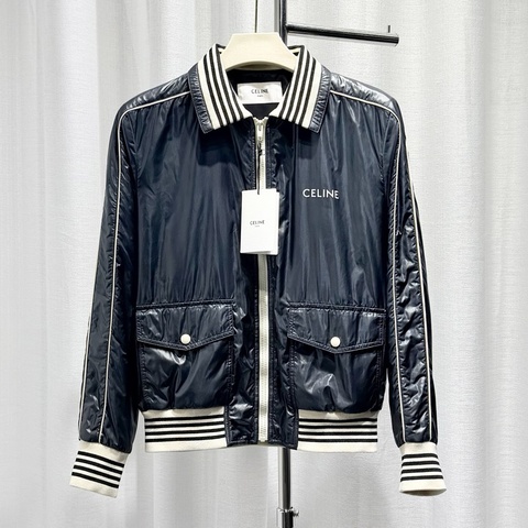 Celine 賽琳 夾克外套 logo字母印花 錦綸面料 炭黑色