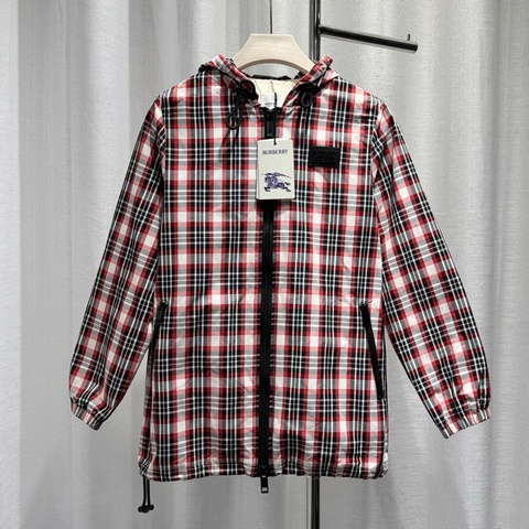 Burberry 博柏利 夾克外套 大衣 蘇格蘭格紋 連帽 膠牌logo