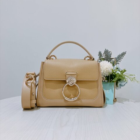 TK2142	Chloe Tess Day Satchel Shouler Bag Calfskin Beige X GHW
