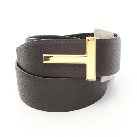 TOM FORD T-icon 金色五金雙面皮帶 TB178LCL236GENB95 皮革 棕色 黑色 全新 男士