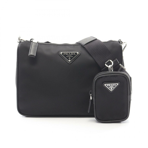 PRADA Re-Nylon 肩背包 2VH113 尼龍 Saffiano 皮革 黑色 二手 男女通用