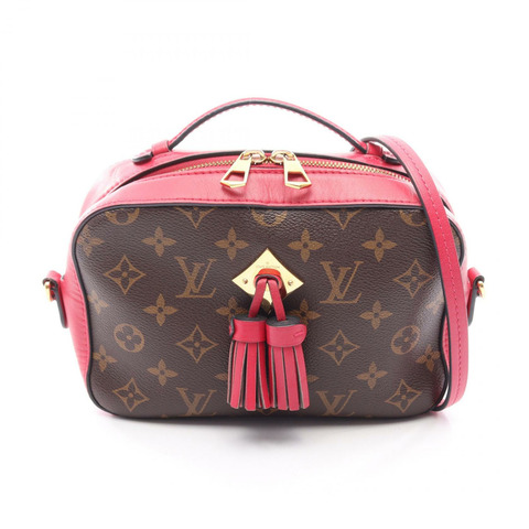 路易威登 Santonju Monogram Freesia 2WAY 肩背包 M43557 PVC 塗層帆布皮革 棕色 粉紅色 二手 女士