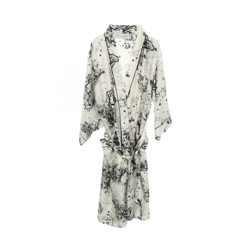 Dior CHEZ MOI 星座睡袍連身裙，絲質材質，白色/黑色，二手女款