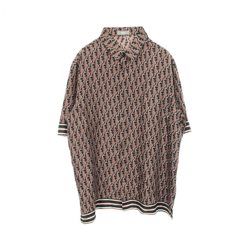 Dior Oblique 短袖上衣 其他上衣 193C545A4751 絲綢 棕色 黑色 二手 男士