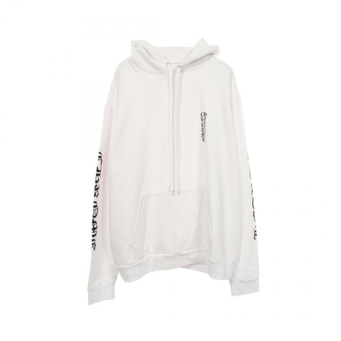 鉻心 (CHROME HEARTS) 直式款式logo，拉絨內襯連帽衫，純棉材質，白色，二手男款