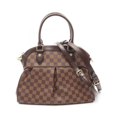 路易威登 Trevi PM Damier Ebene 2WAY 手提包 N51997 PVC塗層帆布皮革棕色二手女士