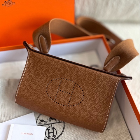 Hermes 愛馬仕 Videpoches 肩背包 餐盤包 金棕