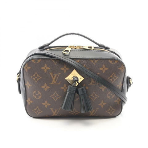 路易威登 Santonju Monogram 黑色 2WAY 單肩包 M43555 PVC 塗層帆布皮革 棕色 黑色 二手 女士