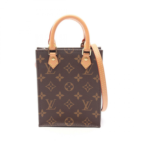 路易威登 Petite Sac Plat Monogram 2WAY 手提包 M69442 PVC塗層帆布皮革棕色二手女款