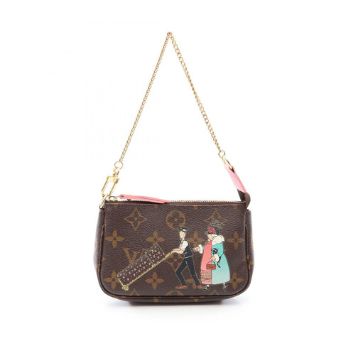 路易威登 (LOUIS VUITTON) 迷你 Pochette Accessoires Porter 系列手提包 M60290 PVC 塗層帆布皮革 棕色 粉紅色 多色