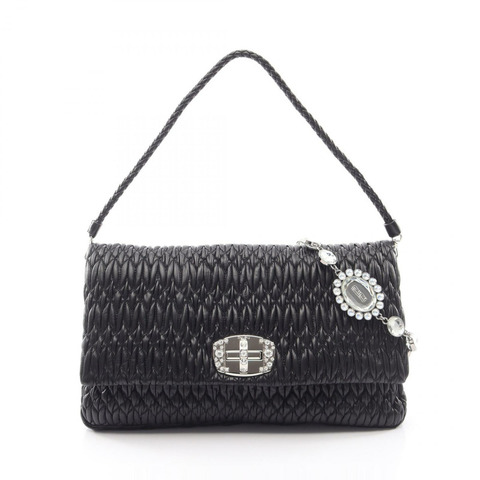 Miu Miu NAPPA CRYSTAL Matelass 2WAY 單肩包 黑色真皮 二手 女士