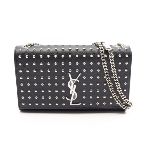 SAINT LAURENT PARIS Kate 中型鉚釘肩包 黑色皮革 二手 女士