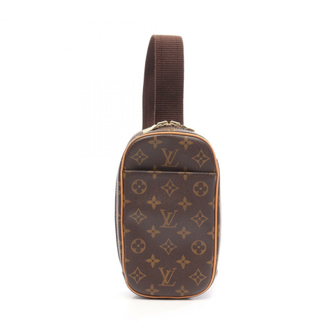 路易威登 Pochette Gange Monogram 腰包/斜背包 M51870 PVC塗層帆布皮革 棕色 二手 男女通用