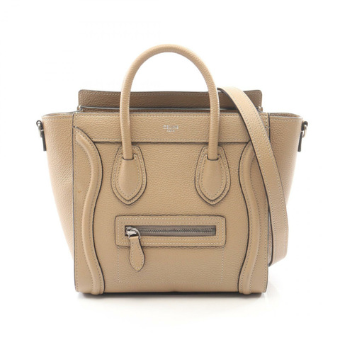 CELINE Luggage Nano Shopper 2WAY 手提包，米色皮革，二手女款