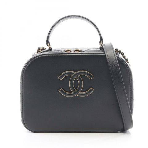 香奈兒 (CHANEL) Matelasse Vanity Bag 2WAY Shoulder Bag 皮革黑色二手女款