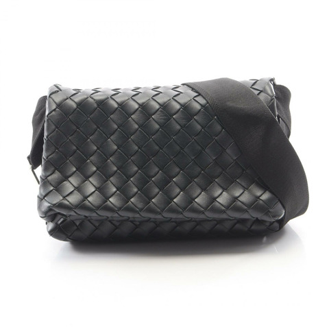 BOTTEGA VENETA 編織肩包 黑色真皮男士二手包
