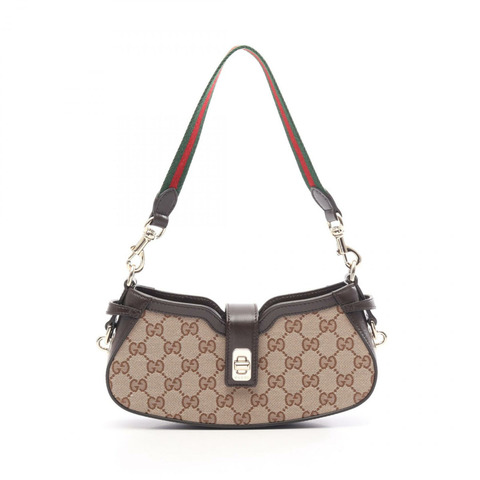 GUCCI Moonside Sherry Line GG帆布手提包 786015 帆布皮革 米色棕色 二手 女士