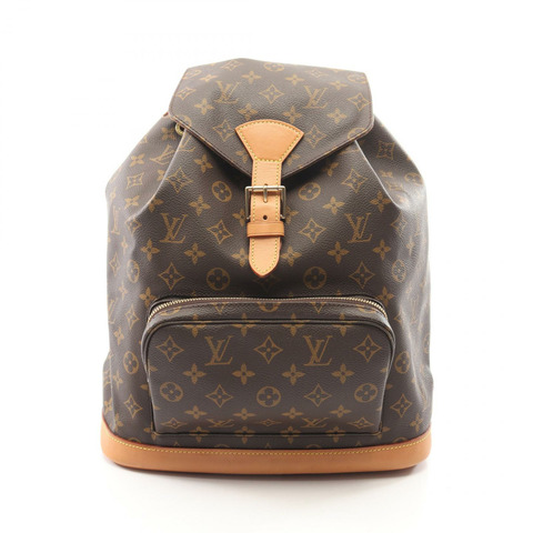 路易威登 MontsourisGM Monogram 雙肩包 M51135 PVC塗層帆布皮革棕色二手女款