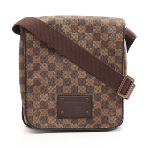 路易威登 Brooklyn PM Damier Ebene 單肩包 N51210 PVC塗層帆布皮革棕色二手男女通用