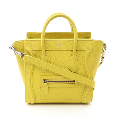 CELINE Luggage Nano Shopper 2WAY 手提包 168243LUG 皮革 黃色 二手 女士