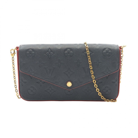 路易威登 Felicie Monogram Pochette Empreinte Marine Rouge 單肩包 M64099 皮革 海軍藍 紅色 二手 女士