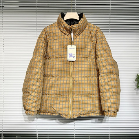 Burberry 博柏利 雙面穿 羽絨服 巴寶莉 經典格紋 立領 灰鵝絨 卡其色