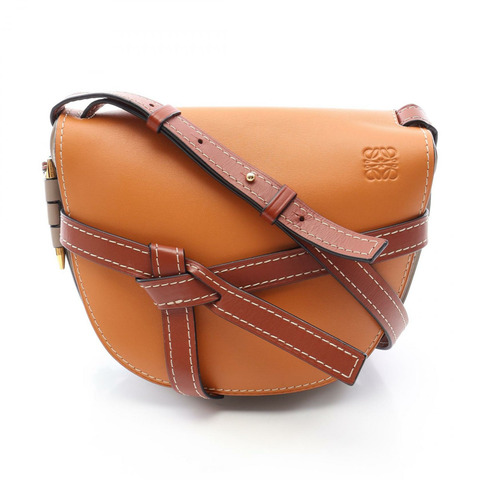 LOEWE GATE BAG 手提包，小單肩包，321.54.T20，棕色/米色皮革，二手女款