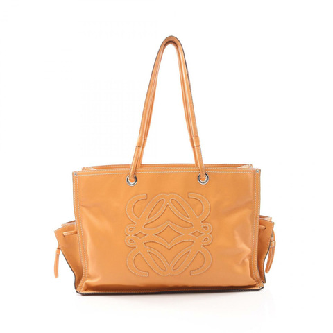 LOEWE Anagram 購物手提包，棕色皮革，二手女款