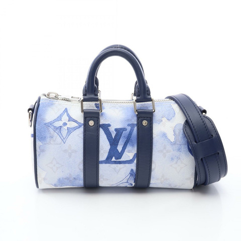 路易威登 Keepall XS Monogram Watercolor 兩用手提包 M45761 PVC塗層帆布皮革 白色 海軍藍 多色 美國