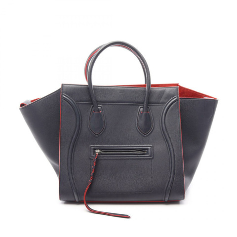 CELINE Luggage Phantom 手提包，皮革材質，海軍藍/紅色，二手女款