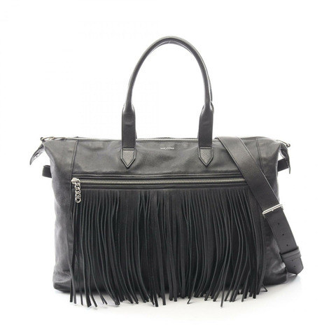 SAINT LAURENT PARIS 流蘇 2WAY 手提包，黑色真皮，二手女款
