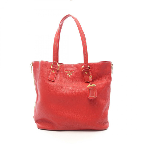 PRADA Vitterodino 手提包，紅色皮革，二手女款