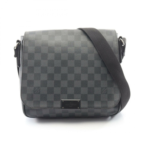 路易威登 District PM Damier Graphite 單肩包 N41260 PVC塗層帆布皮革 黑色 二手 男士