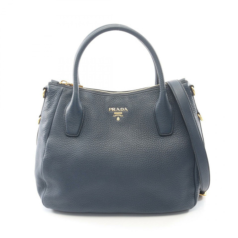 PRADA VIT DAINO 2WAY 手提包，海軍藍皮革，二手女款
