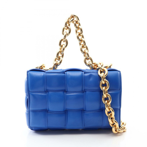 BOTTEGA VENETA The Chain Cassette 2WAY Shoulder Bag 631421 Leather 7 Blue Used Women