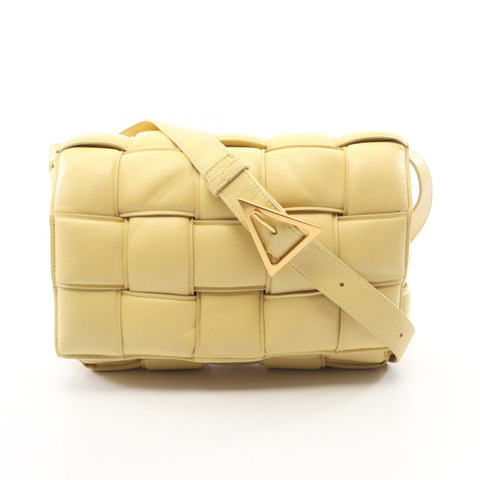 BOTTEGA VENETA 黃色皮革女士絎縫卡帶單肩包（二手）
