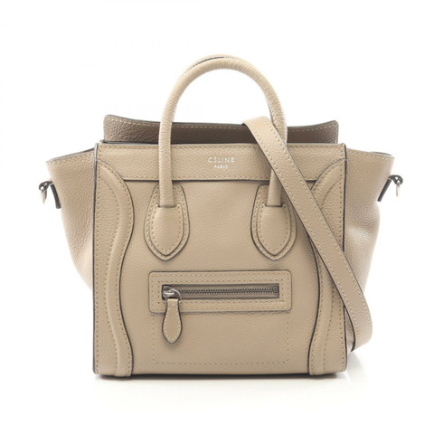 CELINE Luggage Nano Shopper 2WAY 手提包，米色皮革，二手女款