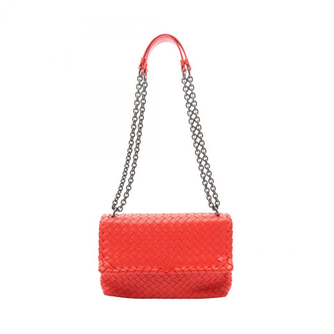 BOTTEGA VENETA 小型 Olympia 單肩包，紅色皮革，二手女款