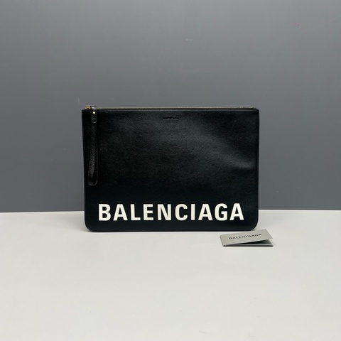 Balenciaga巴黎世家 黑色全皮印花手拿包