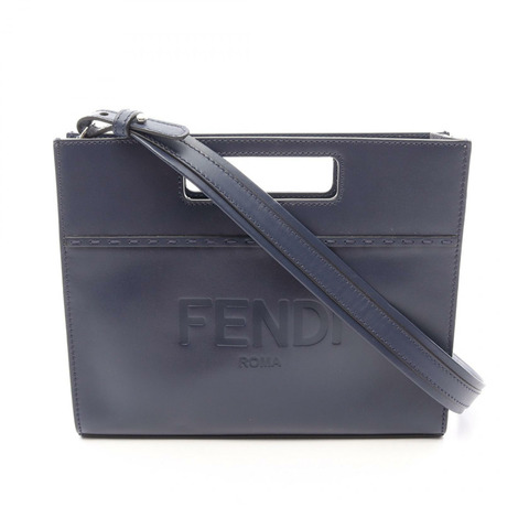 FENDI Shopper 小號手提包 7VA547 皮革 海軍藍 二手 男女通用