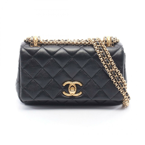 香奈兒 (CHANEL) 絎縫迷你翻蓋鏈條單肩包 AS4972 羊皮（綿羊皮）黑色二手女款