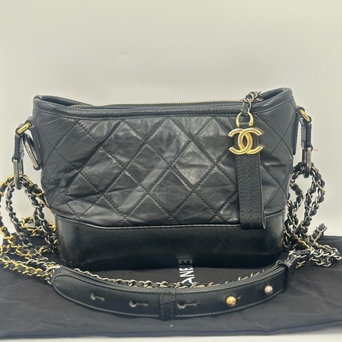 CHANEL 香奈兒 19A Gabrielle 系列 小號黑金流浪包 95新 27開沒卡