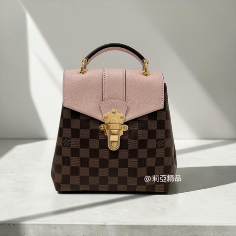 莉亞精品♡ LV N42262棋盤格後背包 粉 二手