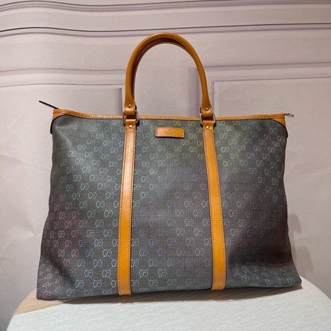 Gucci 古馳 中古款 GG Crystal 彩色漸變老花托特包
