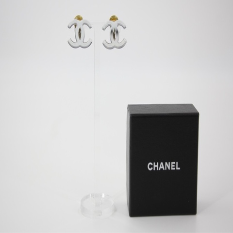 Chanel Vintage 03C 鏡面銀色CC耳環