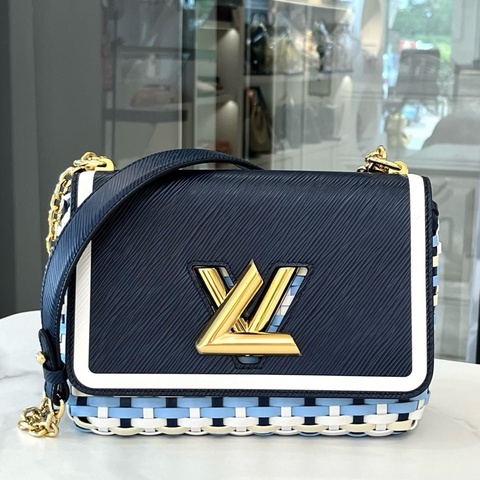 路易威登 LV Twist中號手袋扭扭包 藍色編織拼皮 單肩包斜挎包