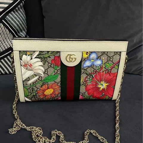 Gucci 古馳Ophidia花卉鏈條包古馳Ophidia系列夾子包