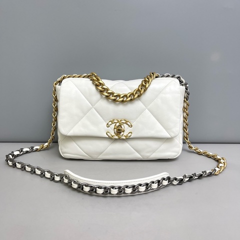 Chanel香奈兒 19bag小號白金全皮單肩斜挎包芯片款